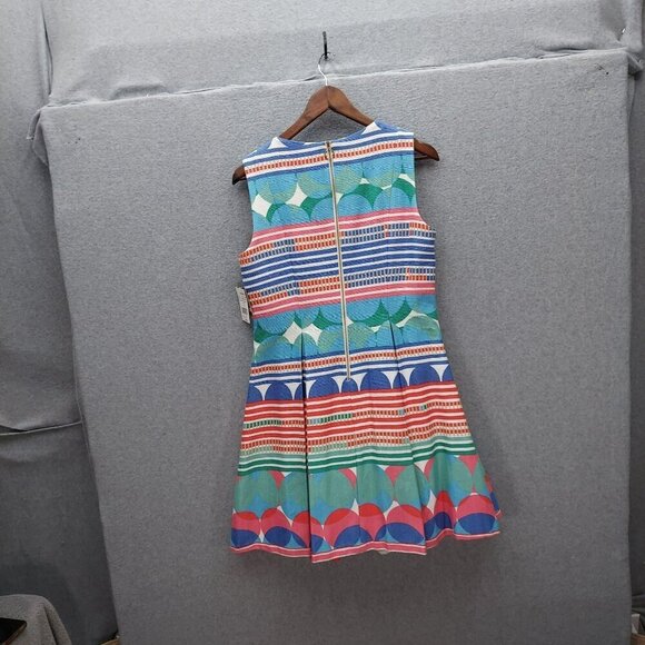 Colorful Taylor Sleeveless Dress With Geometric Stripes & Patterns Size 12 - Picture 7 of 7